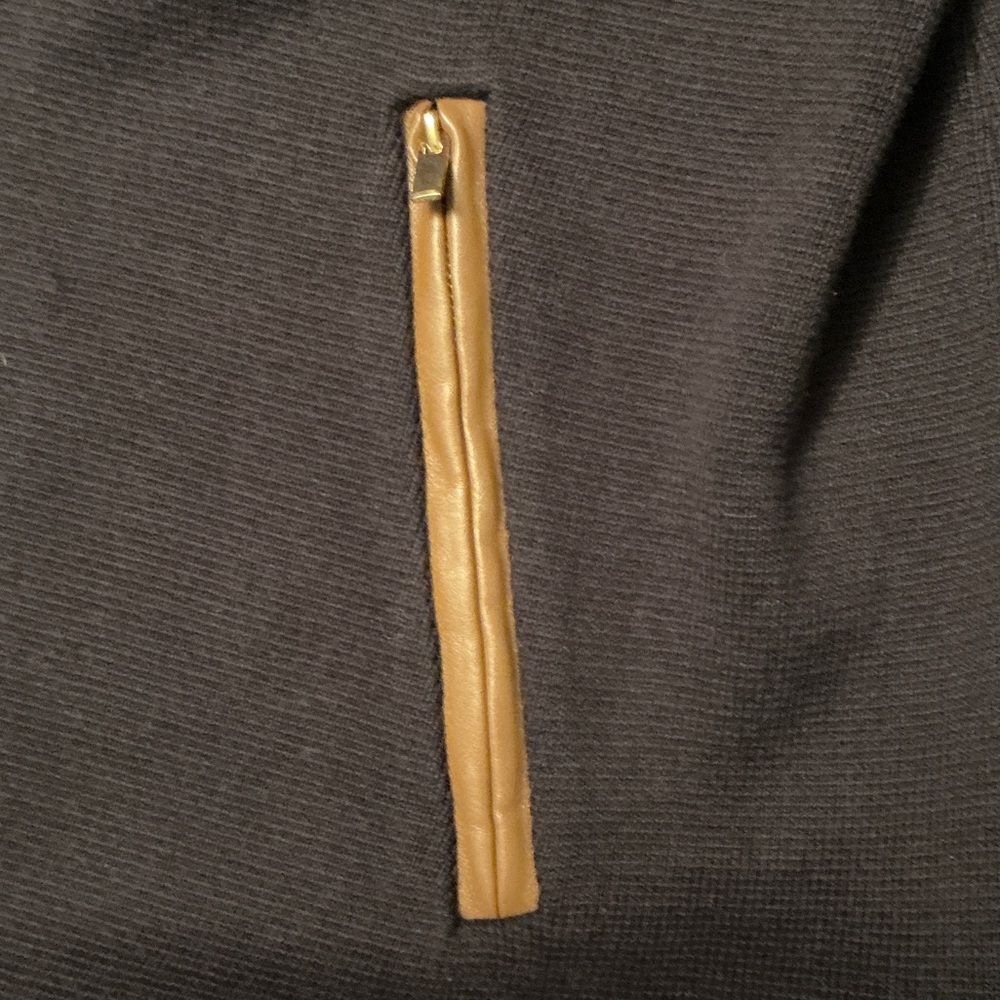 Charter Club Cream and Black Cardigan, w Pockets with Brown Trim Size Medium - Picture 9 of 10